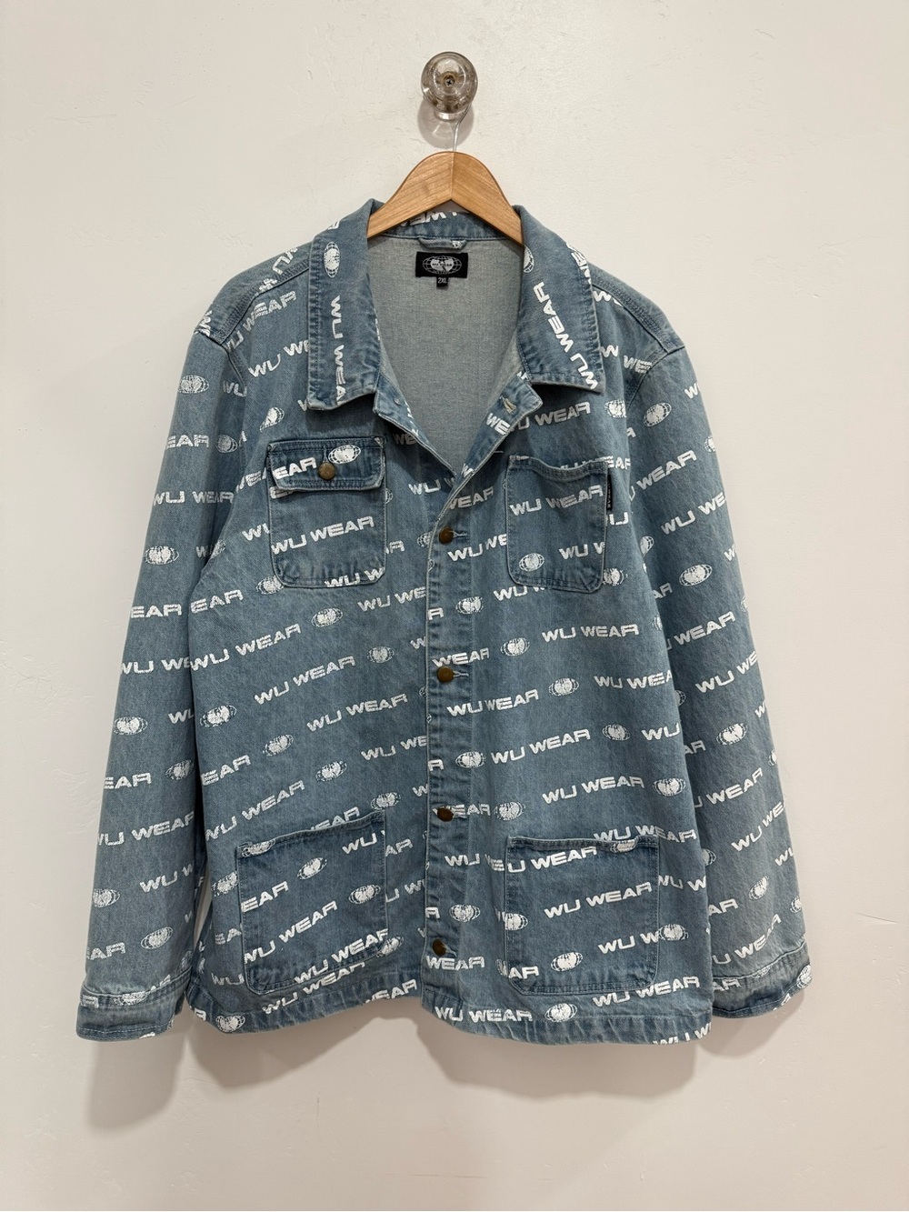 Wu Wear 1995 Blue Logo-Print Denim Jacket-2XL